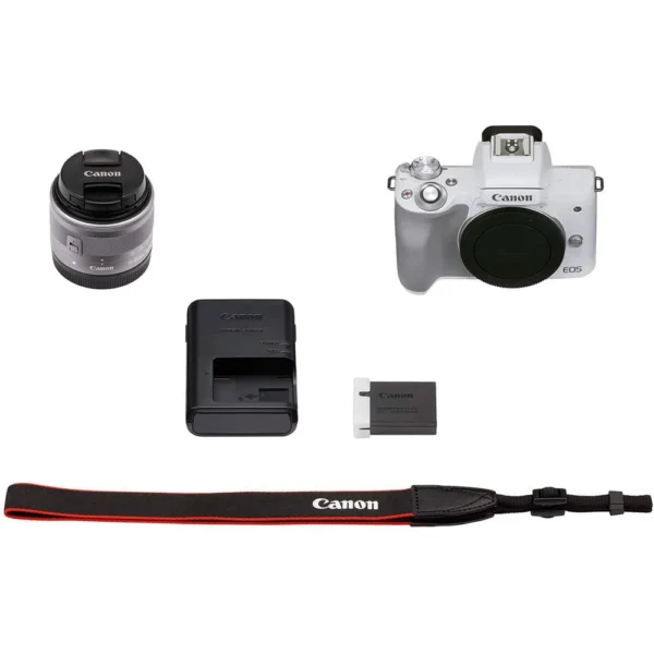 Canon EOS M50 Mark II Mirrorless Camera with 15-45mm Lens (White)